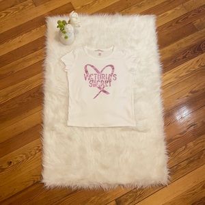 Victoria Secrets. Size S. White tee pink glitter graphics.
